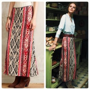Anthropologie Red and Black Maxi Skirt